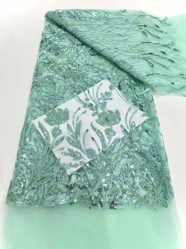 Shiny bridal tulle lace with heavy beads and pearls luxury crystal sequins lace for wedding dress