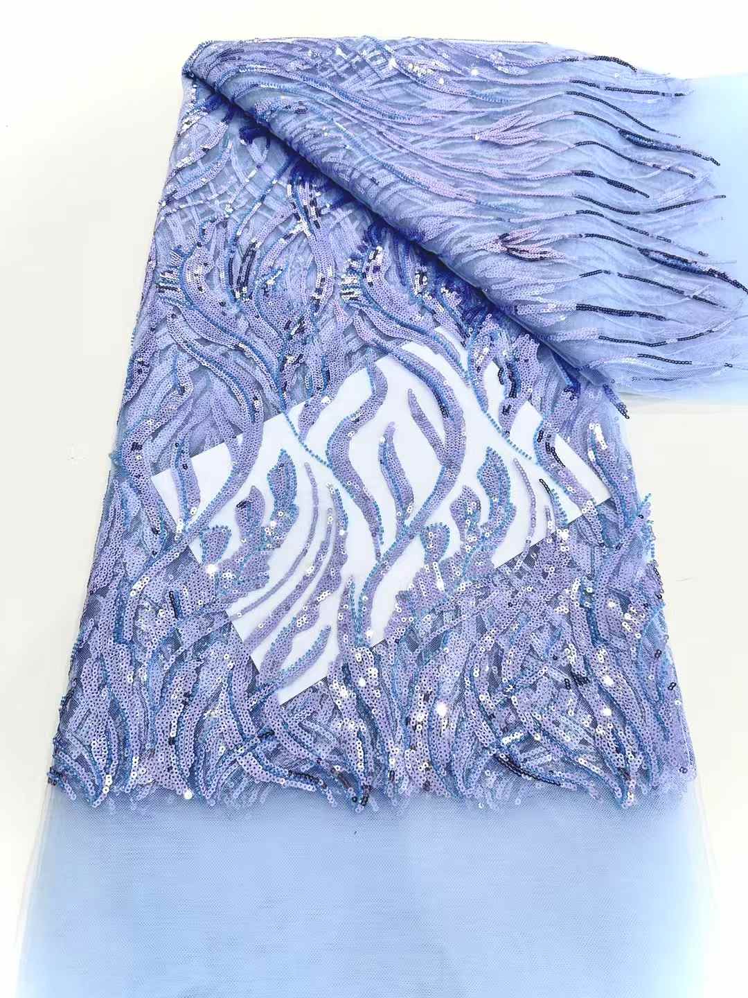 Hot-sale French textiles embroidery with sequin lace fabric suitable for sublimation