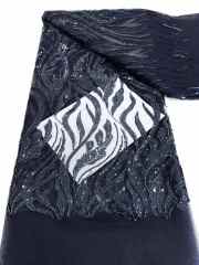 Hot-sale French textiles embroidery with sequin lace fabric suitable for sublimation