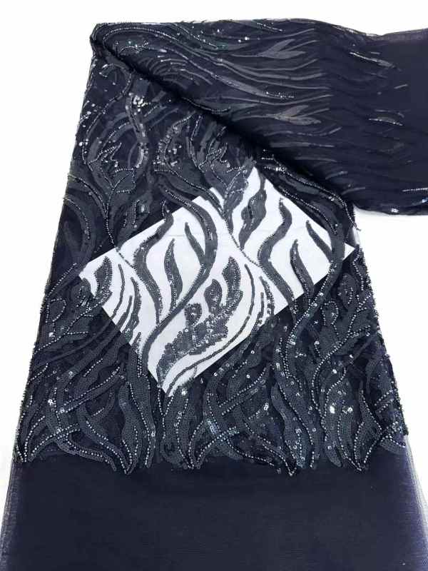 Hot-sale French textiles embroidery with sequin lace fabric suitable for sublimation
