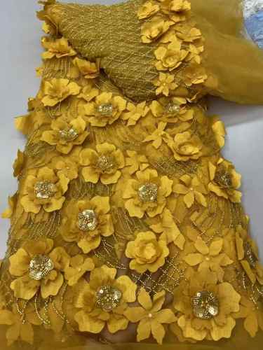 Hot Sale Embroidered Mix Color Beaded Sequins Lace Tulle Dress Wholesale Fabric