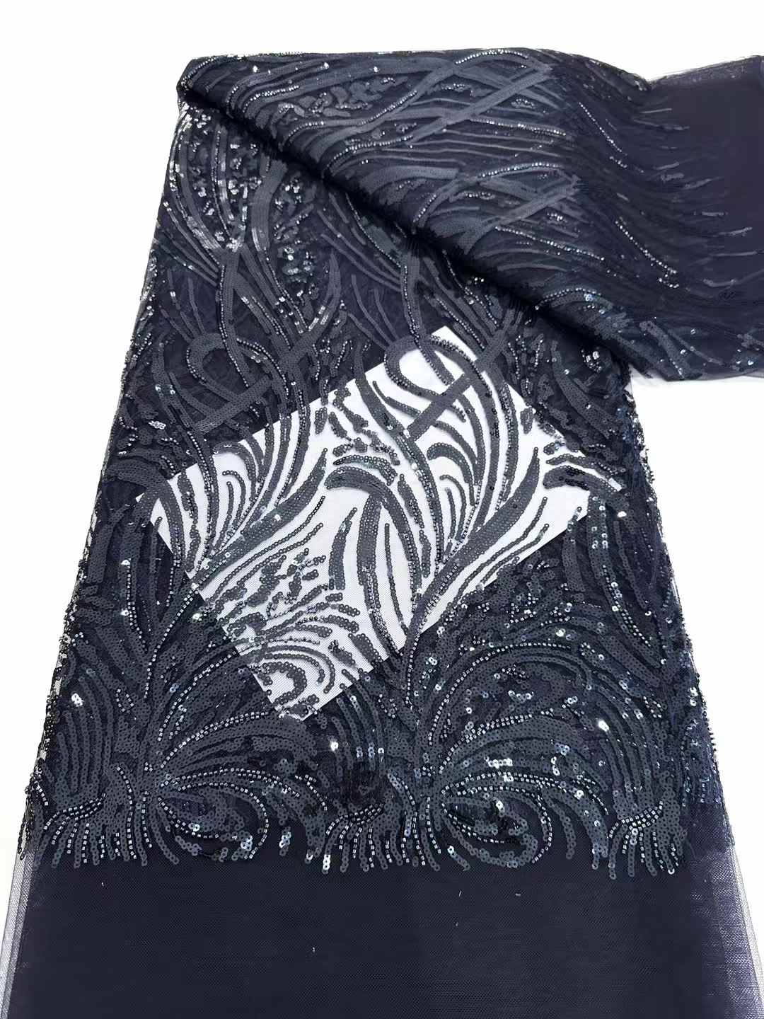 Hot-sale French textiles embroidery with sequin lace fabric suitable for sublimation