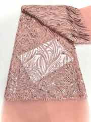 Hot-sale French textiles embroidery with sequin lace fabric suitable for sublimation