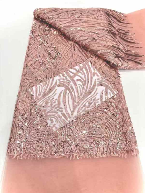 Hot-sale French textiles embroidery with sequin lace fabric suitable for sublimation