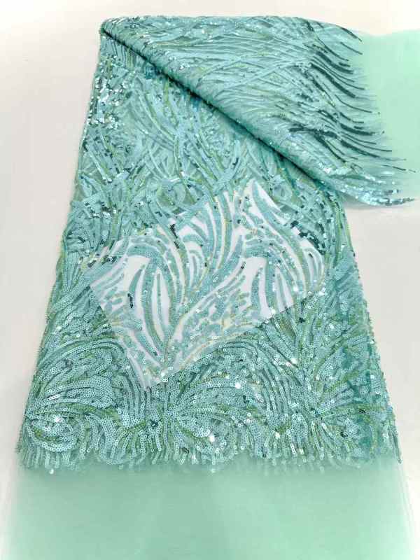 Hot-sale French textiles embroidery with sequin lace fabric suitable for sublimation
