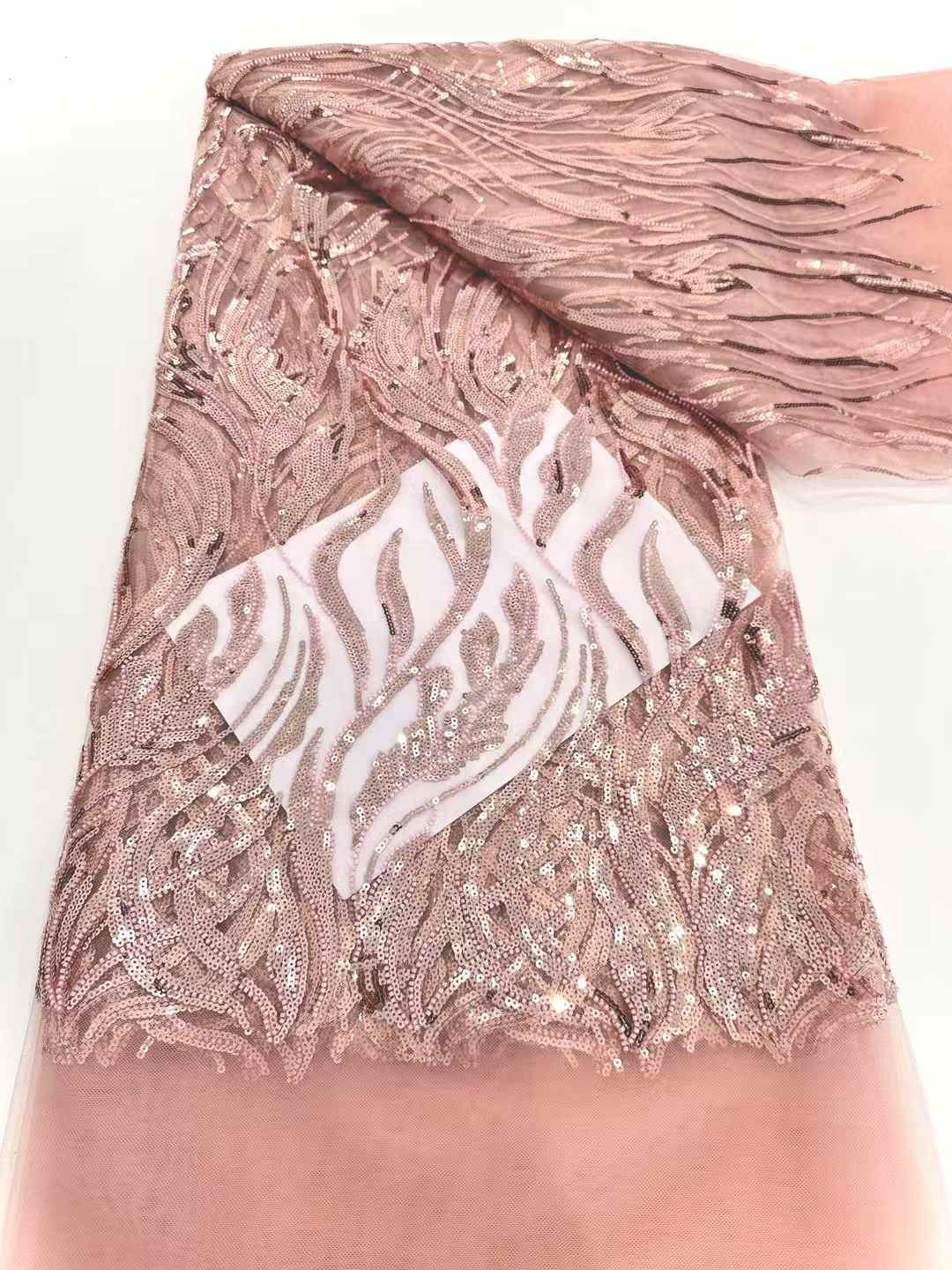 Hot-sale French textiles embroidery with sequin lace fabric suitable for sublimation