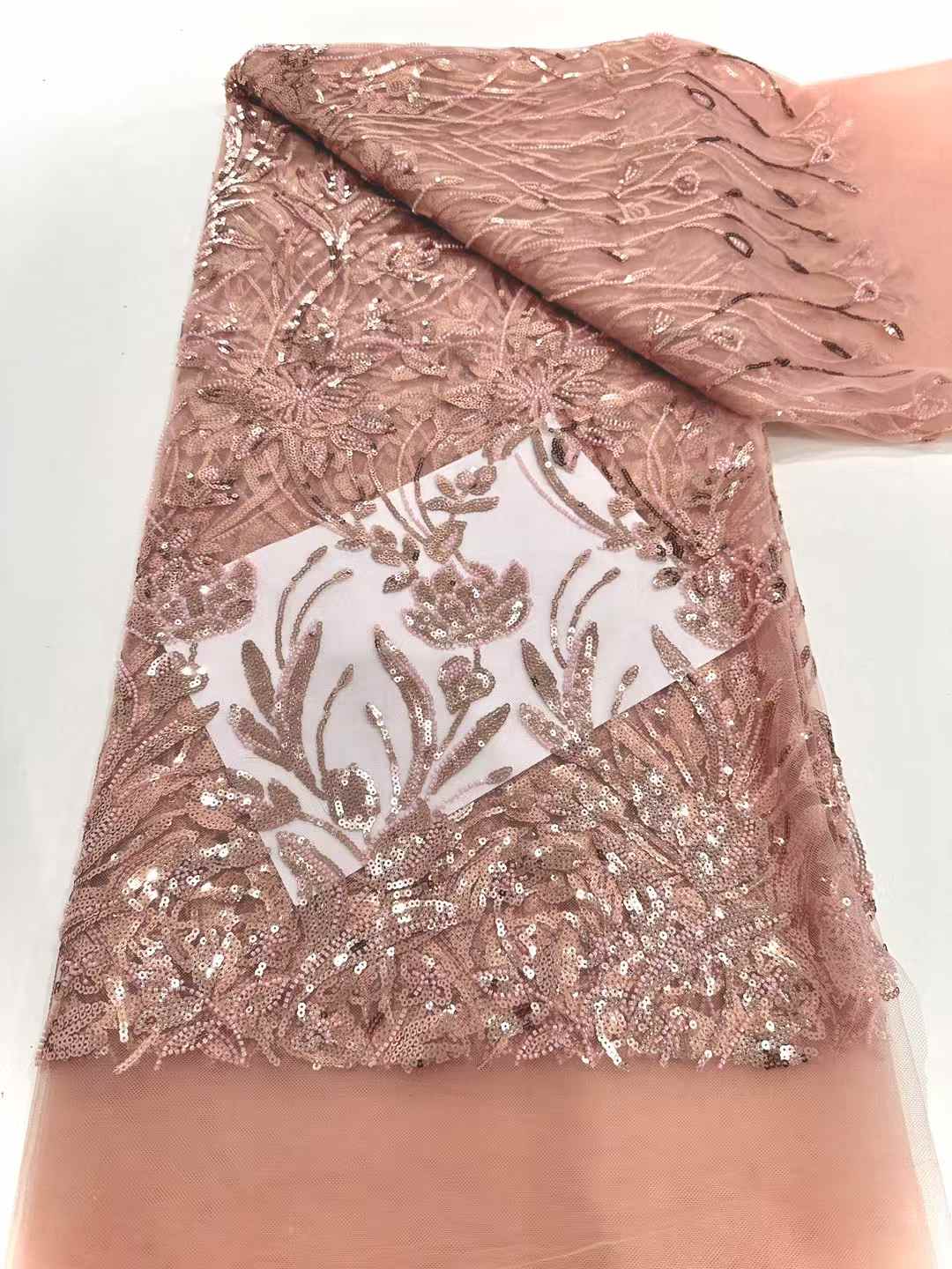 Shiny bridal tulle lace with heavy beads and pearls luxury crystal sequins lace for wedding dress