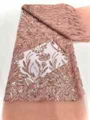 Shiny bridal tulle lace with heavy beads and pearls luxury crystal sequins lace for wedding dress