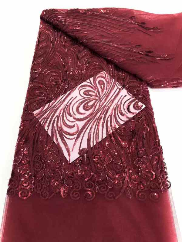 wholesale price heavy beaded and stones embroidered fabric embroidery lace fabric for wedding evening dress