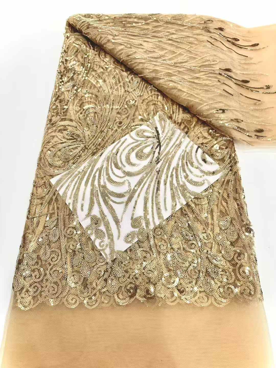 wholesale price heavy beaded and stones embroidered fabric embroidery lace fabric for wedding evening dress