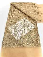 wholesale price heavy beaded and stones embroidered fabric embroidery lace fabric for wedding evening dress