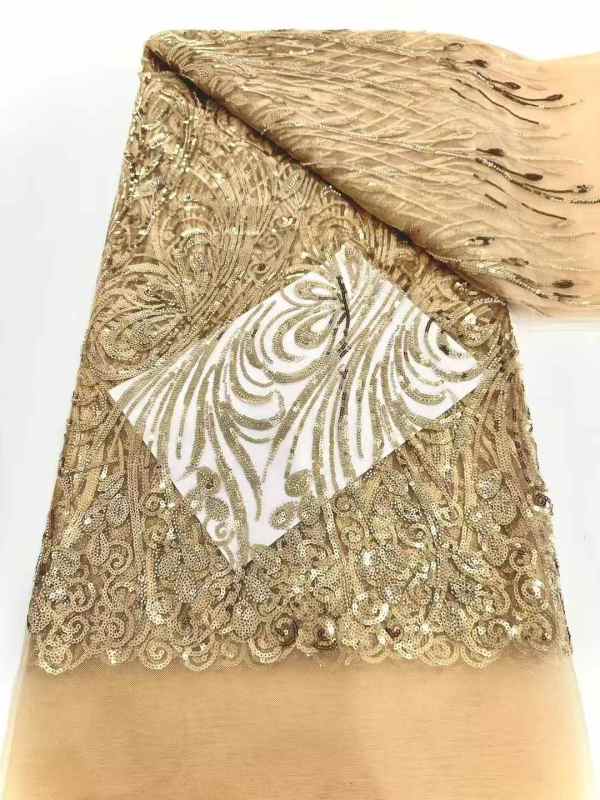 wholesale price heavy beaded and stones embroidered fabric embroidery lace fabric for wedding evening dress