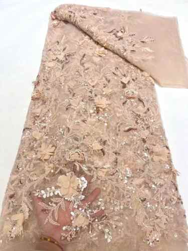 Hot-sale French textiles embroidery with sequin lace fabric suitable for sublimation