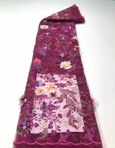 Hot-sale French textiles embroidery with sequin lace fabric suitable for sublimation