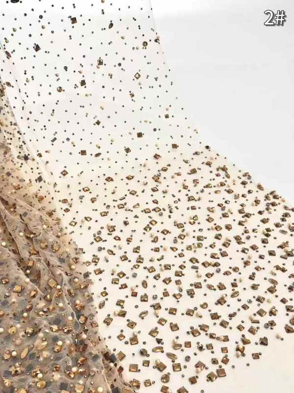 European style sequins embroidered wedding high density lace dress