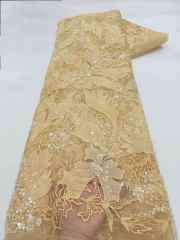Affordable high quality lace fabric with beads pearls and sequins wedding dress lace fabric