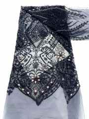 Affordable high quality lace fabric with beads pearls and sequins wedding dress lace fabric