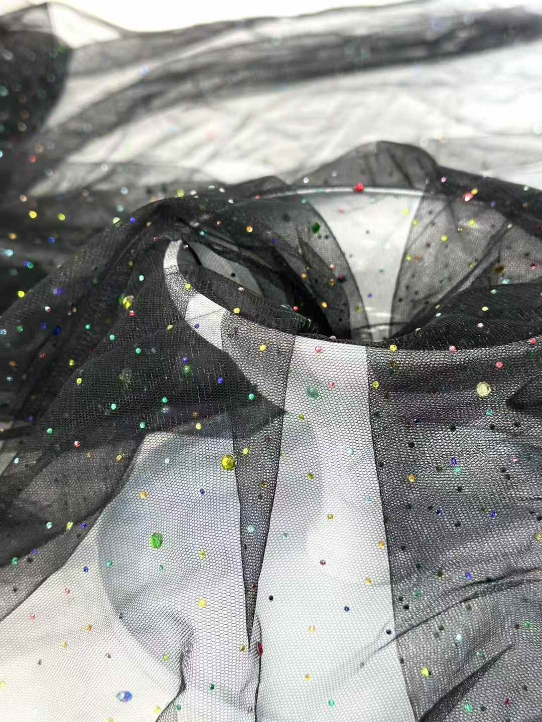 Affordable high quality lace fabric with beads pearls and sequins wedding dress lace fabric