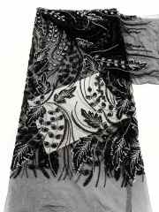 Affordable high quality lace fabric with beads pearls and sequins wedding dress lace fabric