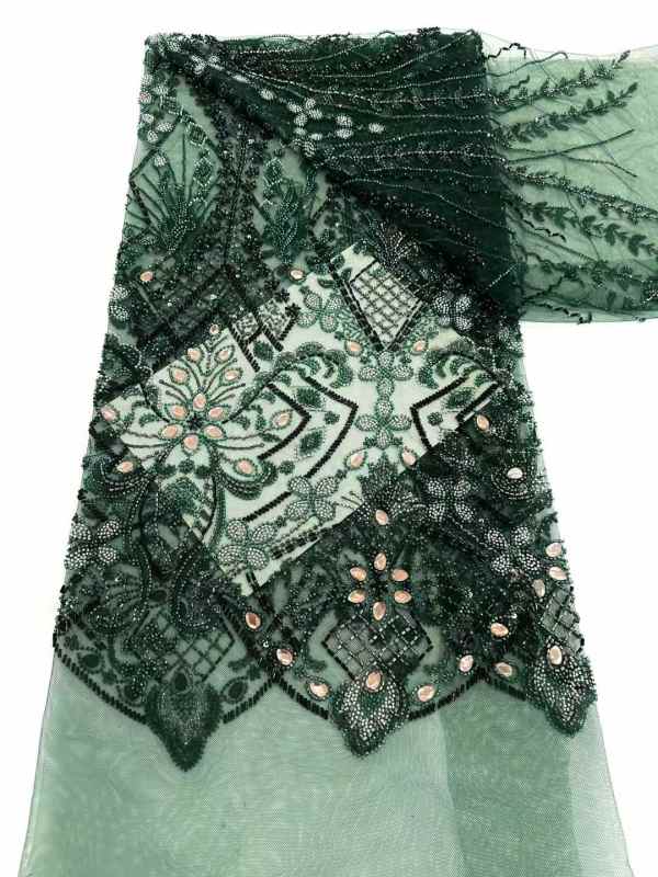 Affordable high quality lace fabric with beads pearls and sequins wedding dress lace fabric