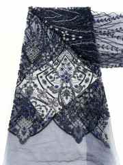 Affordable high quality lace fabric with beads pearls and sequins wedding dress lace fabric