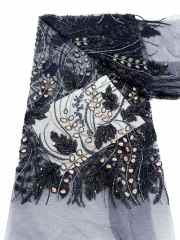 Affordable high quality lace fabric with beads pearls and sequins wedding dress lace fabric
