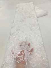Affordable high quality lace fabric with beads pearls and sequins wedding dress lace fabric