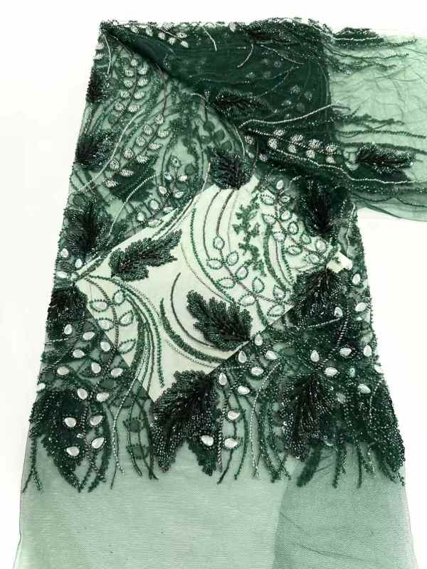 Affordable high quality lace fabric with beads pearls and sequins wedding dress lace fabric