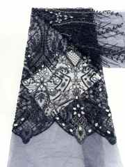 Affordable high quality lace fabric with beads pearls and sequins wedding dress lace fabric
