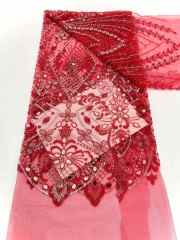 Affordable high quality lace fabric with beads pearls and sequins wedding dress lace fabric