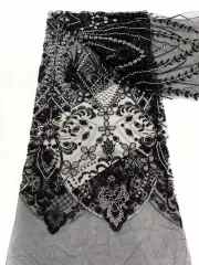 Affordable high quality lace fabric with beads pearls and sequins wedding dress lace fabric