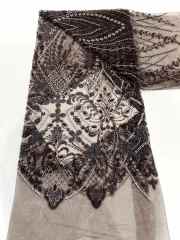 Affordable high quality lace fabric with beads pearls and sequins wedding dress lace fabric