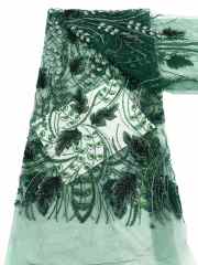 Affordable high quality lace fabric with beads pearls and sequins wedding dress lace fabric