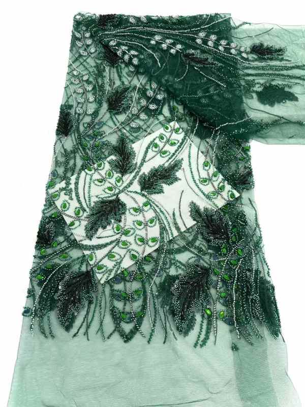 Affordable high quality lace fabric with beads pearls and sequins wedding dress lace fabric
