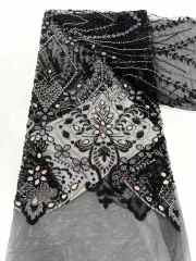 Affordable high quality lace fabric with beads pearls and sequins wedding dress lace fabric
