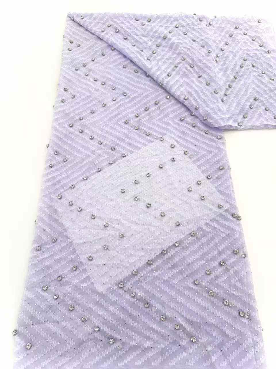 Affordable high quality lace fabric with beads pearls and sequins wedding dress lace fabric