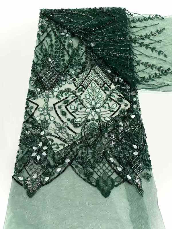 Affordable high quality lace fabric with beads pearls and sequins wedding dress lace fabric