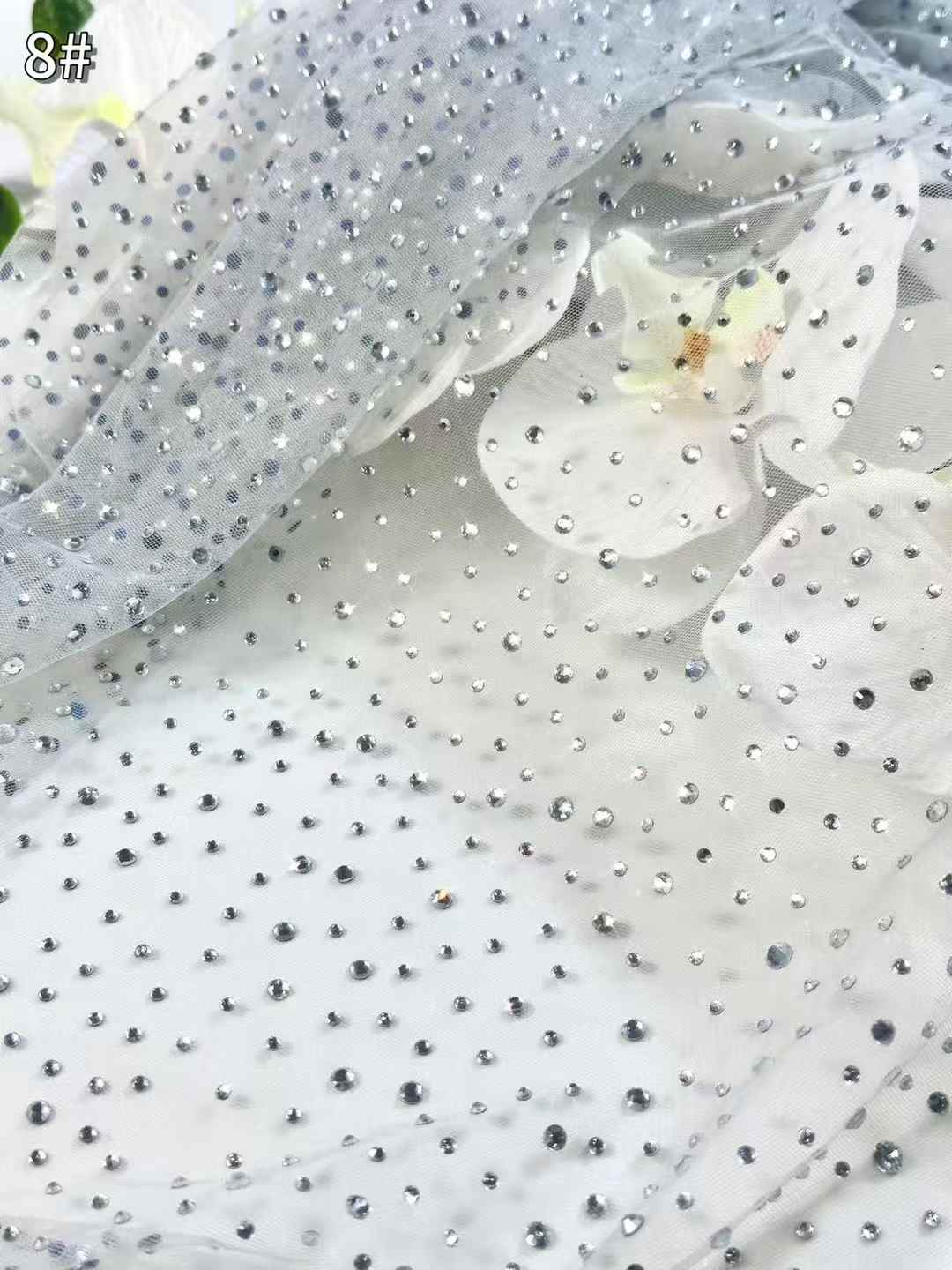 Affordable high quality lace fabric with beads pearls and sequins wedding dress lace fabric