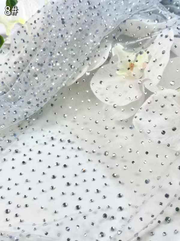 Affordable high quality lace fabric with beads pearls and sequins wedding dress lace fabric