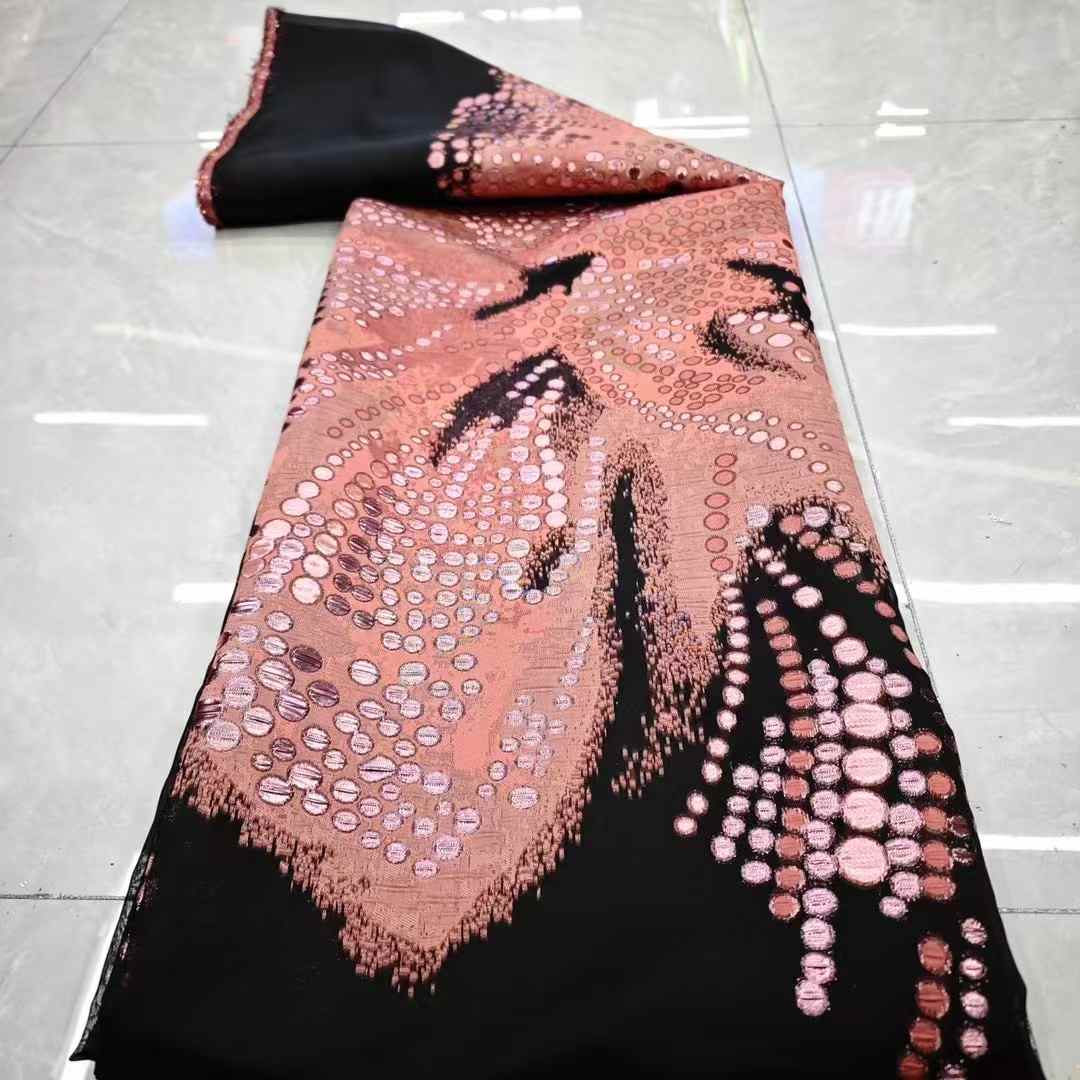 Affordable high quality lace fabric with beads pearls and sequins wedding dress lace fabric