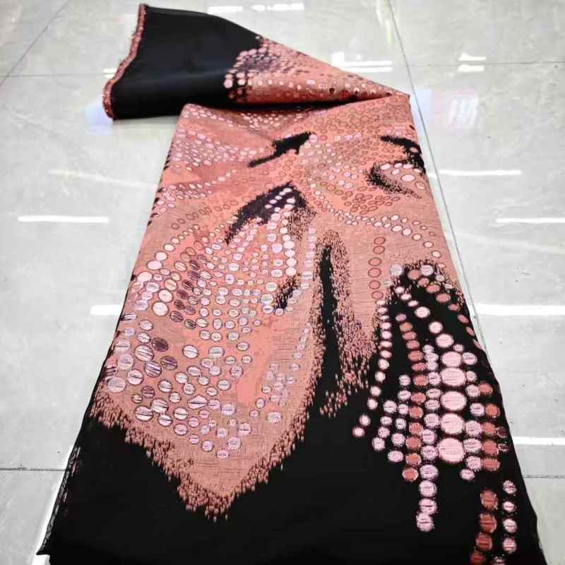 Affordable high quality lace fabric with beads pearls and sequins wedding dress lace fabric