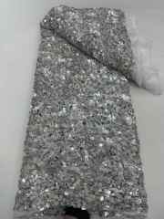 High quality lace fabric with beads and pearl net sequin lace fabric with new design wholesale price