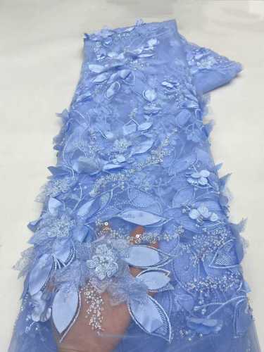 Shiny bridal tulle lace with heavy beads and pearls luxury crystal sequins lace for wedding dress
