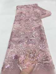 Affordable high quality lace fabric with beads pearls and sequins wedding dress lace fabric