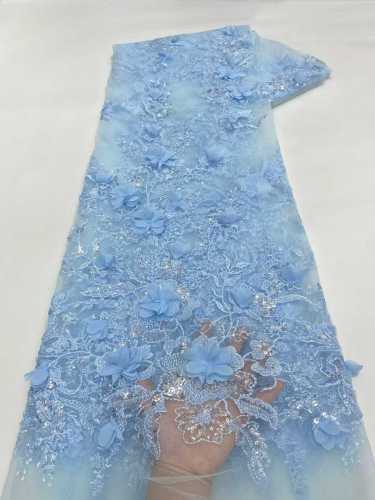 Affordable high quality lace fabric with beads pearls and sequins wedding dress lace fabric