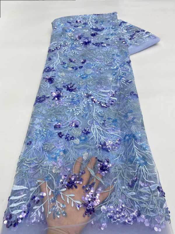 Affordable high quality lace fabric with beads pearls and sequins wedding dress lace fabric