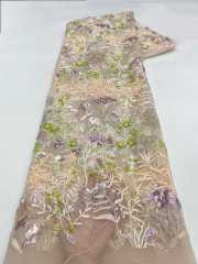 Affordable high quality lace fabric with beads pearls and sequins wedding dress lace fabric