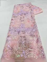 Affordable high quality lace fabric with beads pearls and sequins wedding dress lace fabric