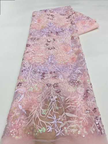 Affordable high quality lace fabric with beads pearls and sequins wedding dress lace fabric