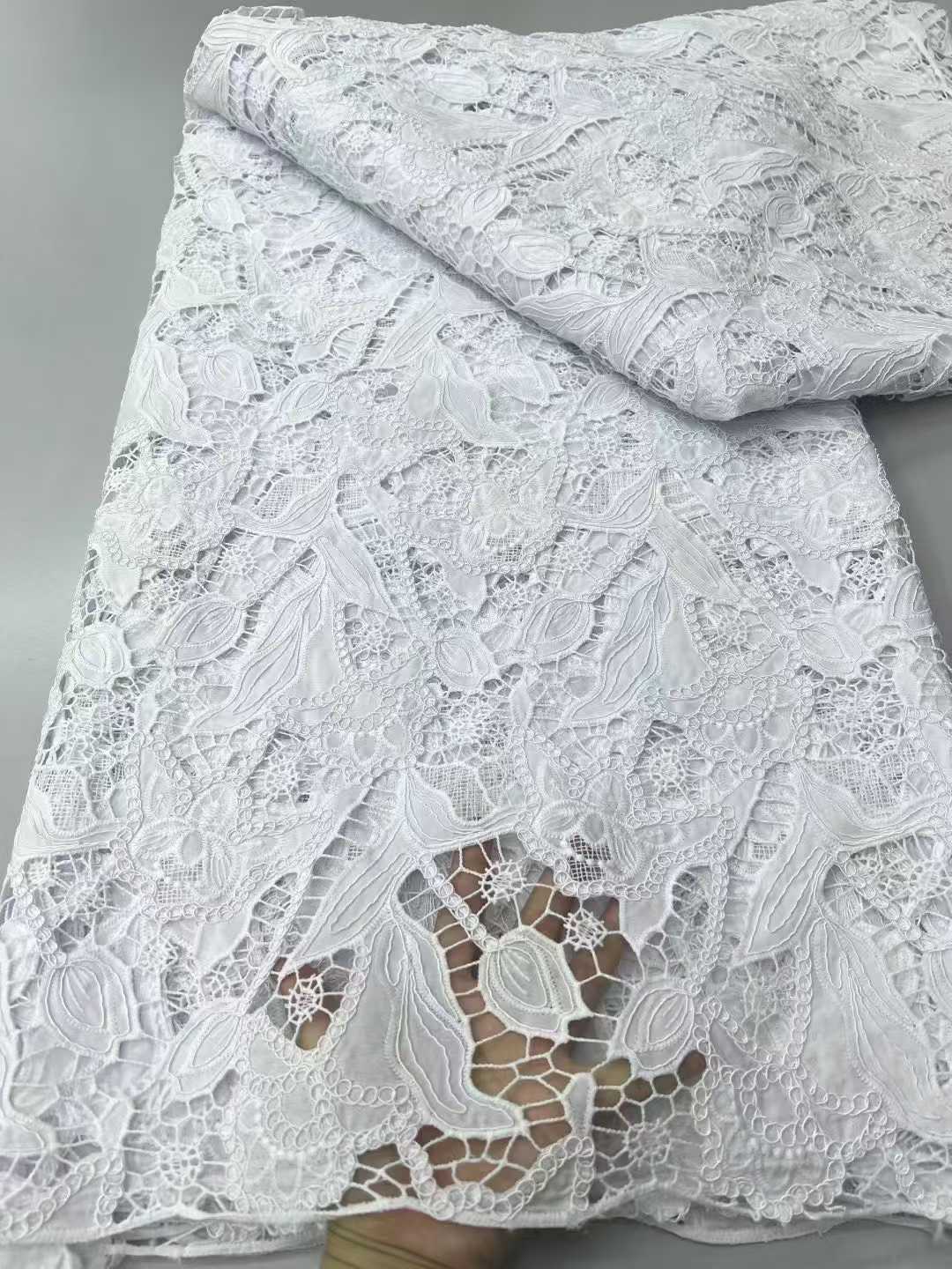 Affordable high quality lace fabric with beads pearls and sequins wedding dress lace fabric